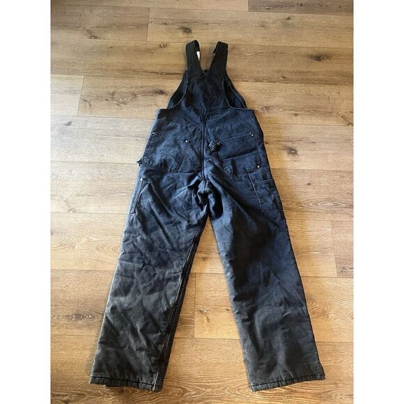 Carhartt Black Double Knee Bib Overalls Workwear Some Distressing 36 X 30 - Picture 2 of 4